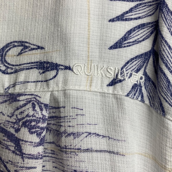 Quiksilver Waterman Collection Menʻs Aloha Shirt White/Blue Size Small - Picture 9 of 11